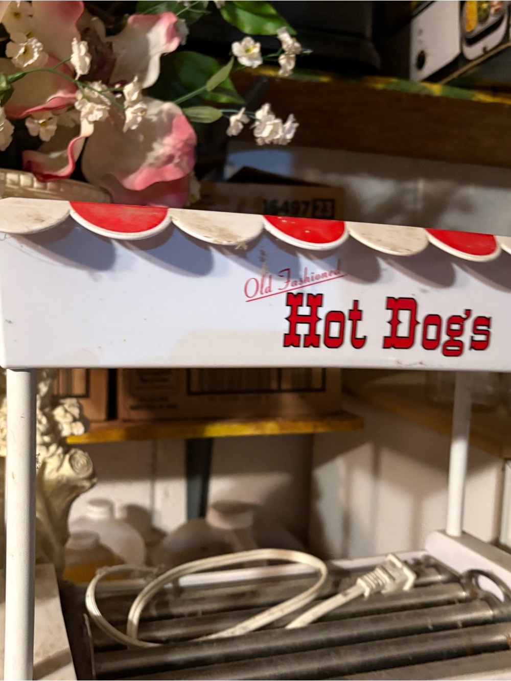 Vintage-Style "Hot Dog's" White & Red Stand Sign